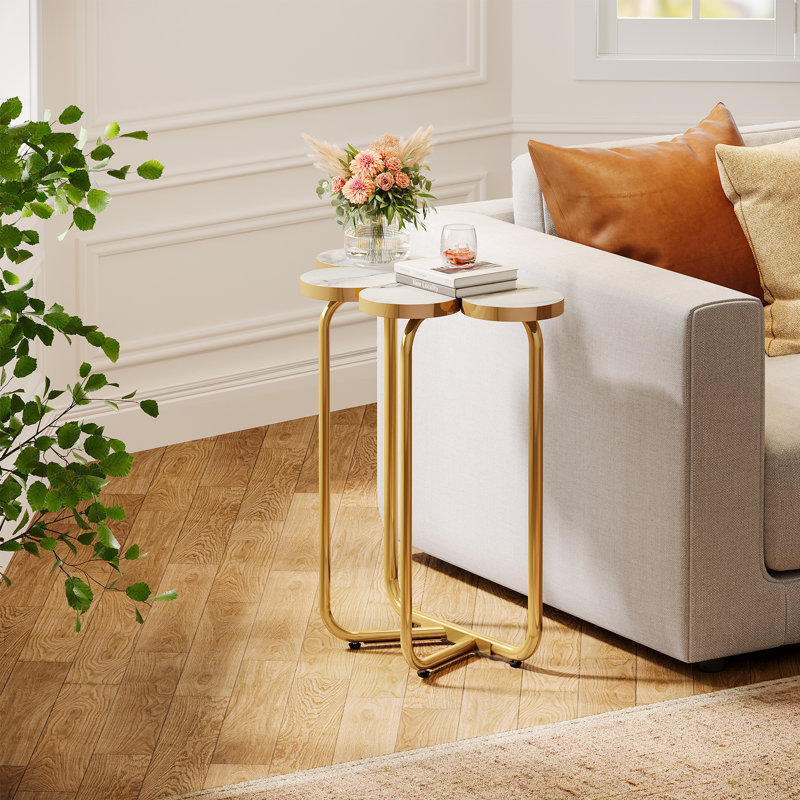 HONGYAN Gold End Table Side Beside Table for Living Room, Bedroom